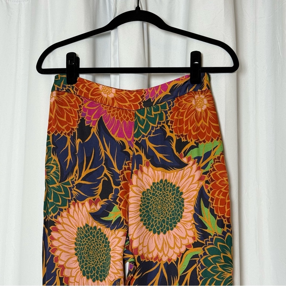 Farm Rio Vintage Garden Satin Flare Pants Womens Small NWT Luxe Boho - Picture 7 of 16
